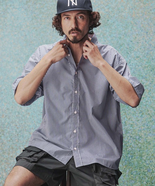 THEOREM(セオレム)の「mhs2632- High Tech Stripe HS Shirt ストライプハーフスリーブシャツ(TRM-6717)(シャツ/ブラウス・メンズ・オフホワイト/ネイビー・M/L)」の3枚目の写真