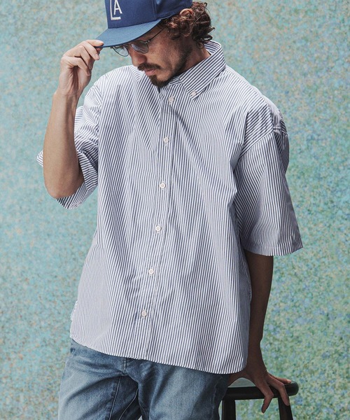 THEOREM(セオレム)の「mhs2632- High Tech Stripe HS Shirt ストライプハーフスリーブシャツ(TRM-6717)(シャツ/ブラウス・メンズ・オフホワイト/ネイビー・M/L)」の8枚目の写真