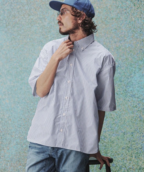 THEOREM(セオレム)の「mhs2632- High Tech Stripe HS Shirt ストライプハーフスリーブシャツ(TRM-6717)(シャツ/ブラウス・メンズ・オフホワイト/ネイビー・M/L)」の9枚目の写真