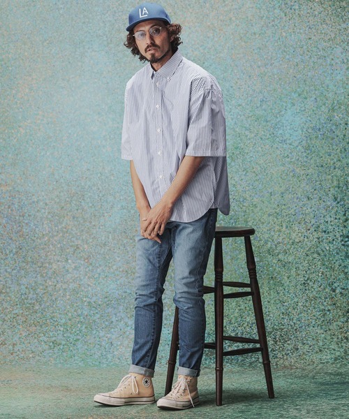 THEOREM(セオレム)の「mhs2632- High Tech Stripe HS Shirt ストライプハーフスリーブシャツ(TRM-6717)(シャツ/ブラウス・メンズ・オフホワイト/ネイビー・M/L)」の12枚目の写真