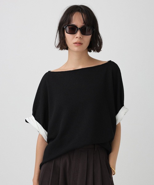 BABYLONE(バビロン)の「ワッフルロールアップTEE(Tシャツ/カットソー・レディース・ベージュ/ブラック・フリー)」の3枚目の写真