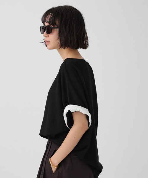 BABYLONE(バビロン)の「ワッフルロールアップTEE(Tシャツ/カットソー・レディース・ベージュ/ブラック・フリー)」の5枚目の写真