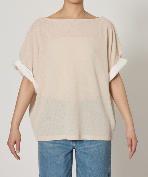 BABYLONE(バビロン)の「ワッフルロールアップTEE(Tシャツ/カットソー・レディース・ベージュ/ブラック・フリー)」の18枚目の写真