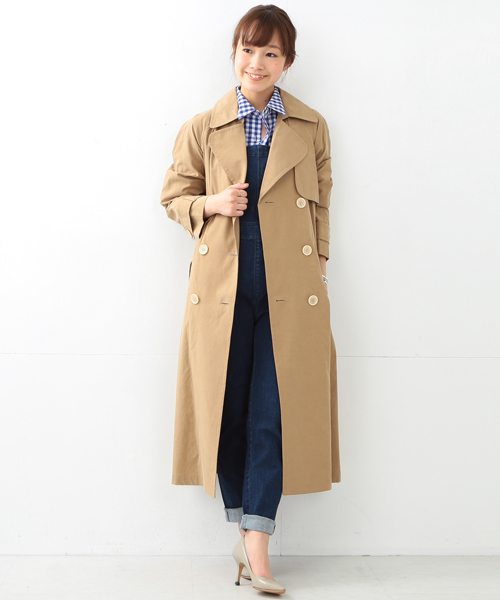 Ray BEAMS（レイビームス）の「Ray BEAMS / テンセル コットン ロング トレンチ（トレンチコート・レディース・シルバー/ブラウン系その他・1/0）」の2枚目の写真