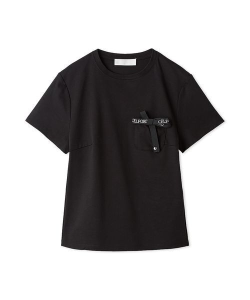 洗える】ロゴ刺繍リボン付きカットソー（Tシャツ/カットソー