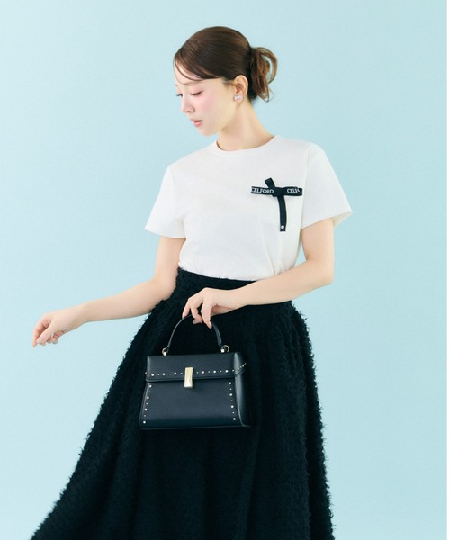 洗える】ロゴ刺繍リボン付きカットソー（Tシャツ/カットソー