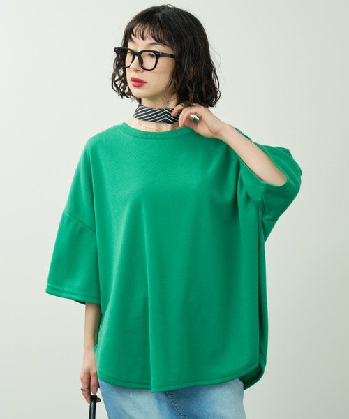 A.D.C.L.(エーディーシーエル)の「【サラッと着られる】無地 ダンボール オーバーサイズ カラー半袖Tシャツ(Tシャツ/カットソー・レディース・パープル/ピンク/イエロー/グリーン・M/L)」の10枚目の写真
