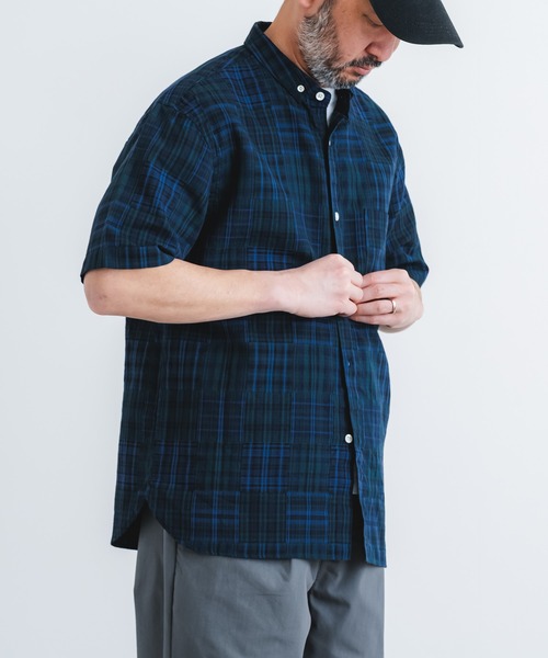 quadro(クオドロ)の「パッチワークパターンBD半袖シャツ(シャツ/ブラウス・メンズ・ブルー/レッド・MEDIUM/LARGE)」の8枚目の写真