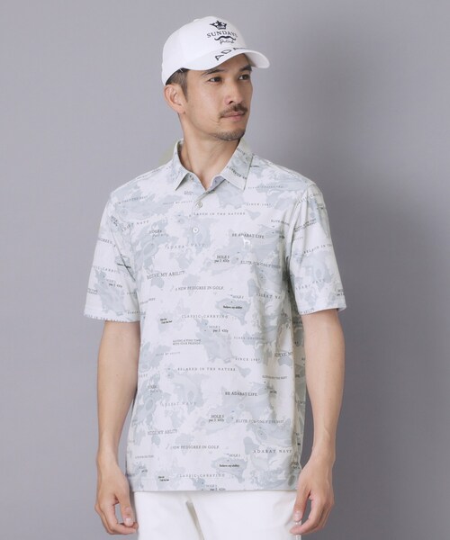 adabat(アダバット)の「【ADABAT NAVY】吸水速乾/UVカット エアロフォトリンクスプリント半袖ポロシャツ(ポロシャツ・メンズ・ライトグレー系/ネイビー系/ブルー系5・50/48/46/52)」の6枚目の写真