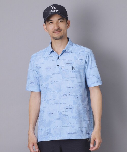 adabat(アダバット)の「【ADABAT NAVY】吸水速乾/UVカット エアロフォトリンクスプリント半袖ポロシャツ(ポロシャツ・メンズ・ライトグレー系/ネイビー系/ブルー系5・50/48/46/52)」の12枚目の写真