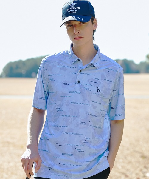 adabat(アダバット)の「【ADABAT NAVY】吸水速乾/UVカット エアロフォトリンクスプリント半袖ポロシャツ(ポロシャツ・メンズ・ライトグレー系/ネイビー系/ブルー系5・50/48/46/52)」の3枚目の写真