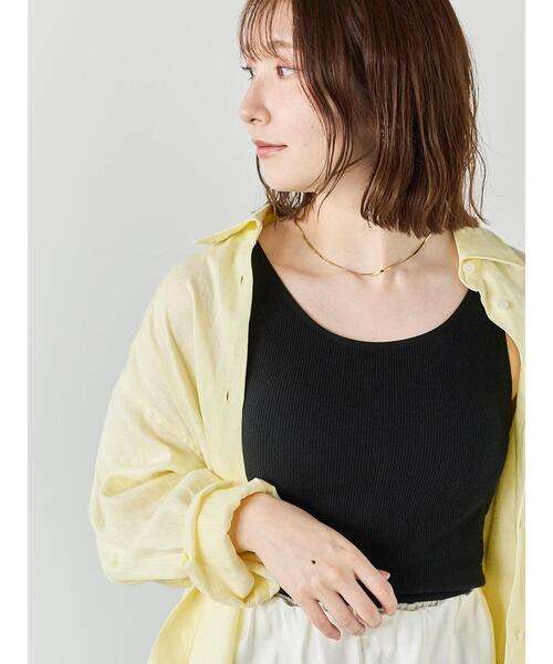 Te chichi(テチチ)の「【接触冷感/抗菌防臭】カップ付きリブタンクトップカップ付きリブタンクトップ(タンクトップ・レディース・オフホワイト/ブラック・F)」の2枚目の写真