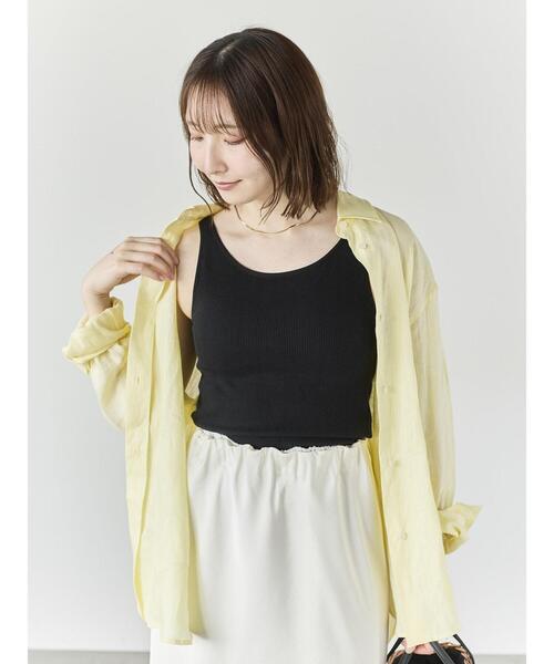 Te chichi(テチチ)の「【接触冷感/抗菌防臭】カップ付きリブタンクトップカップ付きリブタンクトップ(タンクトップ・レディース・オフホワイト/ブラック・F)」の8枚目の写真