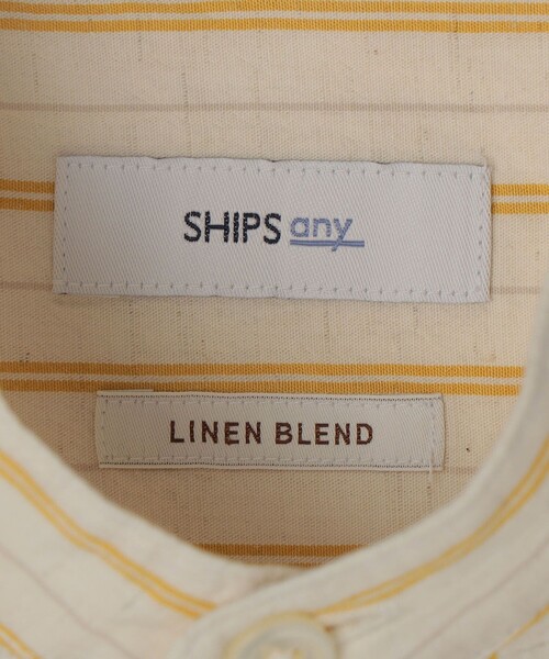 SHIPS any（シップス エニィ）の「SHIPS any:〈洗濯機可能〉コットン/リネン ストライプ バンド スキッパー ハーフスリーブ シャツ 26SS◇（シャツ/ブラウス・メンズ・グレー/ホワイト/イエロー/ダークネイビー/ブルー・MEDIUM/SMALL/LARGE/X-LARGE）」の9枚目の写真