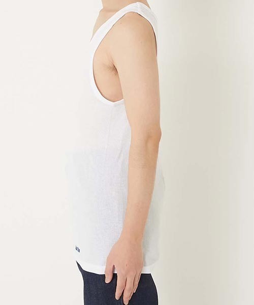 BLUE BLUE（ブルーブルー）の「FRUIT OF THE LOOM × BLUE BLUE /2パックリブタンクトップ（キャミソール・メンズ・ホワイト・M/S/XL/L）」の3枚目の写真