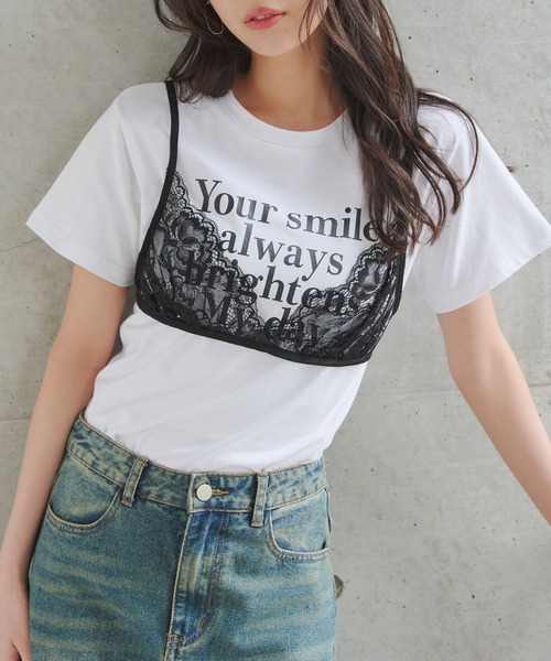 KOBE LETTUCE(コウベレタス)の「ロゴミニTシャツ(Tシャツ/カットソー・レディース・オフホワイト/グレー/ブラック・M)」の4枚目の写真