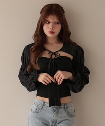 Shirring lucia puff short bolero/シャーリングルチア パフショートボレロ