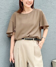 【WEB限定】ウォッシャブルストレッチジョーゼットラッフル袖ブラウス