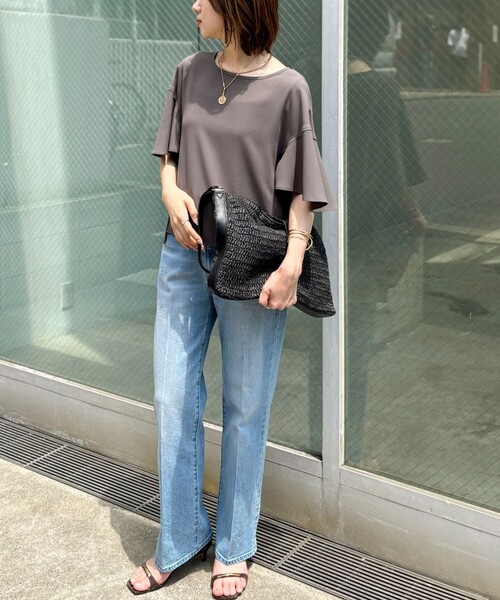 NOLLEY’S(ノーリーズ)の「【WEB限定】ウォッシャブルストレッチジョーゼットラッフル袖ブラウス(シャツ/ブラウス・レディース・オフホワイト/チャコールグレー/ブラウン/ネイビー・38)」の14枚目の写真