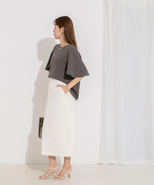 NOLLEY’S(ノーリーズ)の「【WEB限定】ウォッシャブルストレッチジョーゼットラッフル袖ブラウス(シャツ/ブラウス・レディース・オフホワイト/チャコールグレー/ブラウン/ネイビー・38)」の19枚目の写真