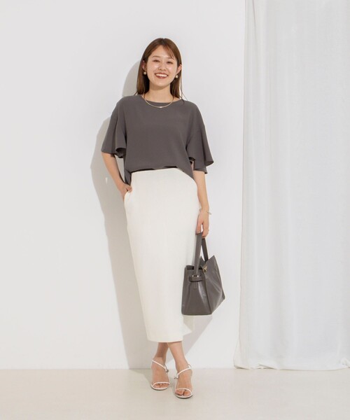 NOLLEY’S(ノーリーズ)の「【WEB限定】ウォッシャブルストレッチジョーゼットラッフル袖ブラウス(シャツ/ブラウス・レディース・オフホワイト/チャコールグレー/ブラウン/ネイビー・38)」の21枚目の写真