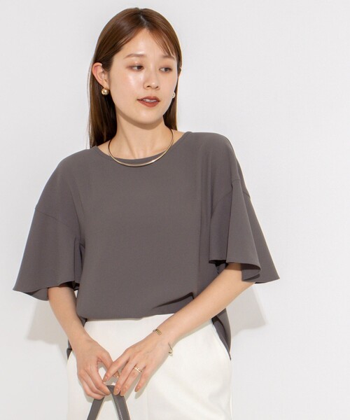 NOLLEY’S(ノーリーズ)の「【WEB限定】ウォッシャブルストレッチジョーゼットラッフル袖ブラウス(シャツ/ブラウス・レディース・オフホワイト/チャコールグレー/ブラウン/ネイビー・38)」の22枚目の写真
