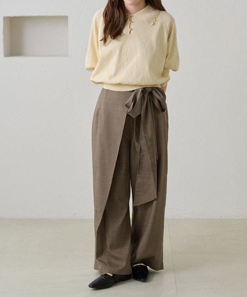 apres jour clair(アプレジュールクレア)の「【apres jour clair】スカラップ襟ポロニット(Tシャツ/カットソー・レディース・ピンクベージュ/アイボリー/ミント・X-LARGE/フリー)」の13枚目の写真