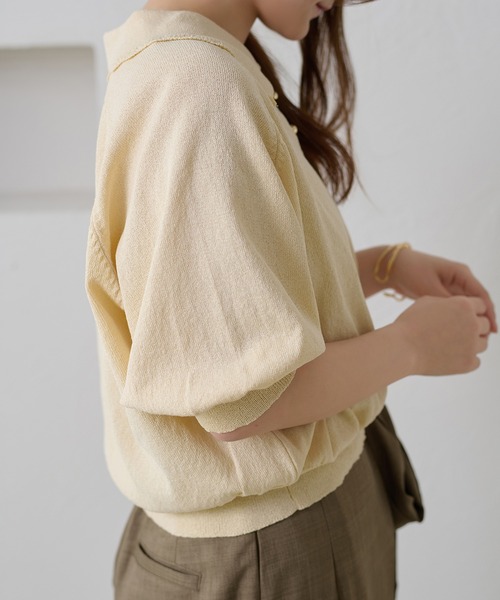 apres jour clair(アプレジュールクレア)の「【apres jour clair】スカラップ襟ポロニット(Tシャツ/カットソー・レディース・ピンクベージュ/アイボリー/ミント・X-LARGE/フリー)」の6枚目の写真