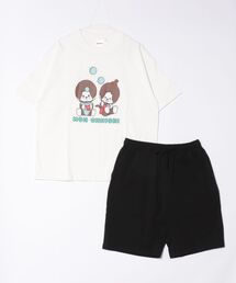 Salong hameu（サロン ハミュー）の「モンチッチ ルームウェア上下セット/プリントTシャツ&ハーフパンツ セットアップ ビッグシルエット ユニセックス（ルームウェア/パジャマ）」