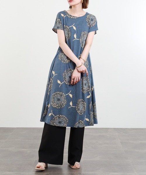 BARNDOOR(バーンドア)の「天竺フレアーOP 26SS 半袖(ワンピース・レディース・ベージュ系2/オートミール/イエロー系/ネイビー系2/ネイビー系/ブラック・FREE)」の5枚目の写真