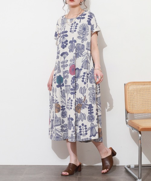 BARNDOOR(バーンドア)の「天竺フレアーOP 26SS 半袖(ワンピース・レディース・ベージュ系2/オートミール/イエロー系/ネイビー系2/ネイビー系/ブラック・FREE)」の13枚目の写真