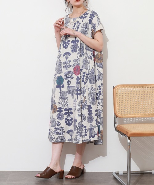 BARNDOOR(バーンドア)の「天竺フレアーOP 26SS 半袖(ワンピース・レディース・ベージュ系2/オートミール/イエロー系/ネイビー系2/ネイビー系/ブラック・FREE)」の14枚目の写真