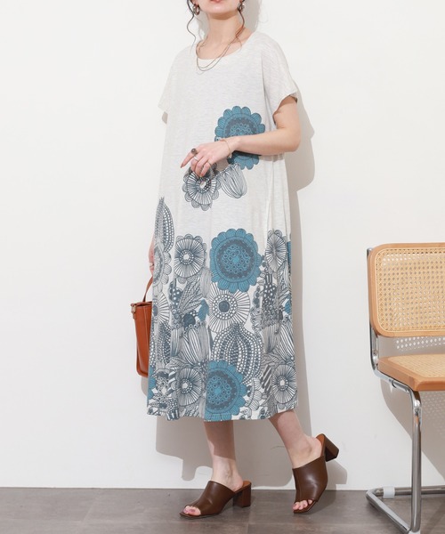 BARNDOOR(バーンドア)の「天竺フレアーOP 26SS 半袖(ワンピース・レディース・ベージュ系2/オートミール/イエロー系/ネイビー系2/ネイビー系/ブラック・FREE)」の18枚目の写真