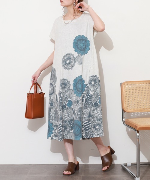 BARNDOOR(バーンドア)の「天竺フレアーOP 26SS 半袖(ワンピース・レディース・ベージュ系2/オートミール/イエロー系/ネイビー系2/ネイビー系/ブラック・FREE)」の19枚目の写真