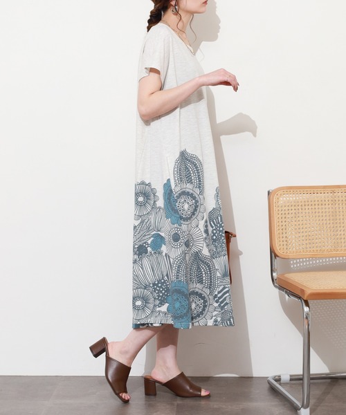 BARNDOOR(バーンドア)の「天竺フレアーOP 26SS 半袖(ワンピース・レディース・ベージュ系2/オートミール/イエロー系/ネイビー系2/ネイビー系/ブラック・FREE)」の21枚目の写真