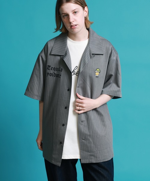 CORPUS SELECT(コーパストーキョー)の「【YOIDORE/酔いどれ】テキーラ ストライプ 半袖シャツ(シャツ/ブラウス・メンズ・ブラック/グレー/ベージュ・M/L/XL)」の2枚目の写真