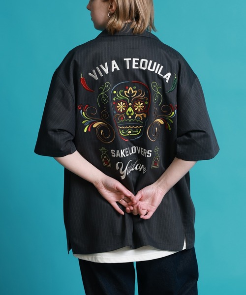 CORPUS SELECT(コーパストーキョー)の「【YOIDORE/酔いどれ】テキーラ ストライプ 半袖シャツ(シャツ/ブラウス・メンズ・ブラック/グレー/ベージュ・M/L/XL)」の1枚目の写真