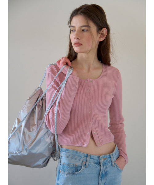 UNNOUT(アナウト)の「SOFT RIB JERSEY CARDIGAN PINK(カーディガン/ボレロ・レディース・その他・FREE)」の1枚目の写真