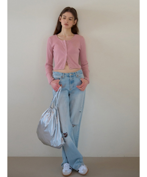 UNNOUT(アナウト)の「SOFT RIB JERSEY CARDIGAN PINK(カーディガン/ボレロ・レディース・その他・FREE)」の2枚目の写真