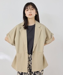 NAVY | 【SARARI /サラリ】接触冷感 リネンライク シングルボタン 半袖 シャツジャケット(その他アウター)
