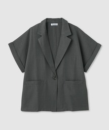 NAVY | SARARI リネンライク シングルボタン 半袖 シャツジャケット(その他アウター)
