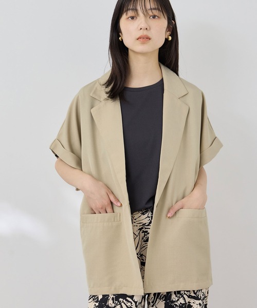 NAVY(ネイビー)の「【SARARI /サラリ】接触冷感 リネンライク シングルボタン 半袖 シャツジャケット(その他アウター・レディース・チャコールグレー/ベージュ・FREE)」の9枚目の写真