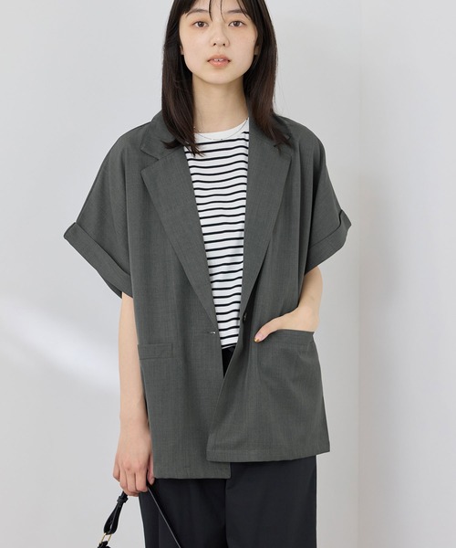 NAVY(ネイビー)の「【SARARI /サラリ】接触冷感 リネンライク シングルボタン 半袖 シャツジャケット(その他アウター・レディース・チャコールグレー/ベージュ・FREE)」の16枚目の写真