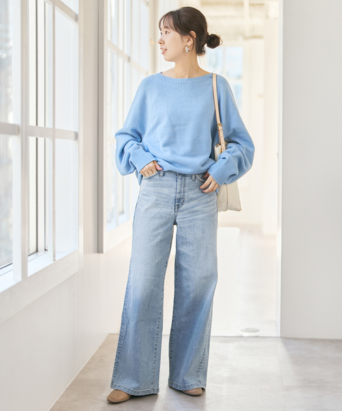Spick & Span(スピックアンドスパン)の「《別注 / 追加》SOMETHING / サムシング NEW LISA WIDE*(デニムパンツ・レディース・サックスブルー/ネイビー・X-SMALL/SMALL/MEDIUM/LARGE)」の4枚目の写真
