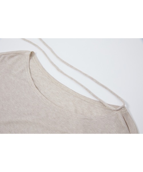 tageechita(タジチタ)の「【tageechita】コードリボン フレンチスリーブTシャツ(Tシャツ/カットソー・レディース・ホワイト×ブラック/ベージュ・L/M/S)」の6枚目の写真