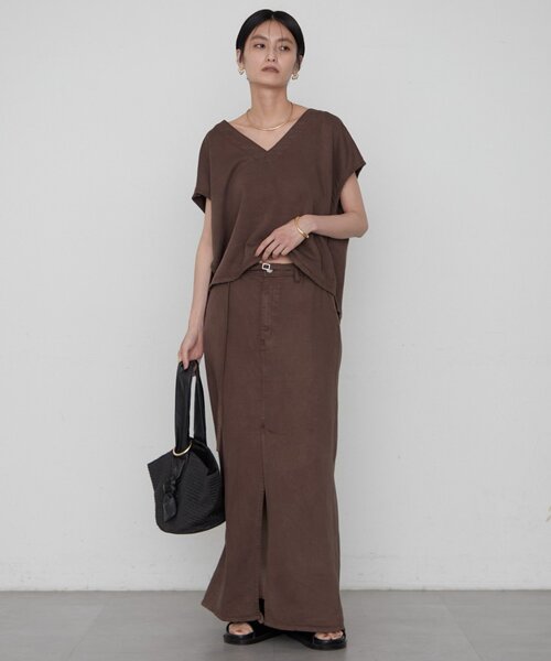 LOUNGEDRESS(ラウンジドレス)の「《セットアップ可》リヨセルプルオーバー(シャツ/ブラウス・レディース・ライトベージュ/ブラウン/チャコールグレー・FREE)」の11枚目の写真