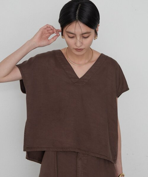 LOUNGEDRESS(ラウンジドレス)の「《セットアップ可》リヨセルプルオーバー(シャツ/ブラウス・レディース・ライトベージュ/ブラウン/チャコールグレー・FREE)」の16枚目の写真