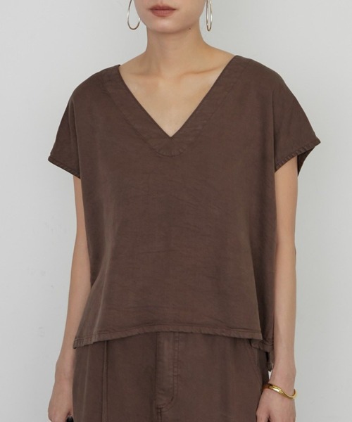 LOUNGEDRESS(ラウンジドレス)の「《セットアップ可》リヨセルプルオーバー(シャツ/ブラウス・レディース・ライトベージュ/ブラウン/チャコールグレー・FREE)」の1枚目の写真