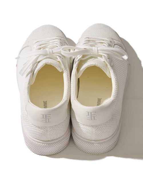 TETE HOMME(テットオム)の「5.5cm ヒールアップ メッシュレザースニーカー / スタイルアップ メッシュレザーシューズ(スニーカー・メンズ・ホワイト/ブラック・MEDIUM/LARGE/X-LARGE)」の4枚目の写真
