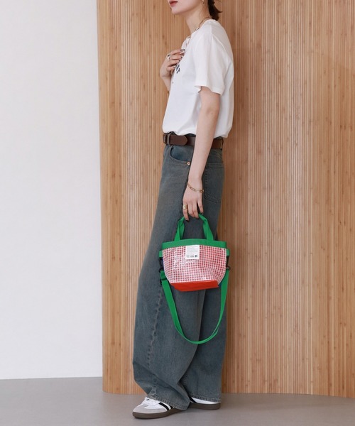 C&X MARKET(シーアンドエックスマーケット)の「C&X MARKET グリッド ミニショルダートート(ショルダーバッグ・メンズ・レッド/ブルー・ONE SIZE)」の14枚目の写真